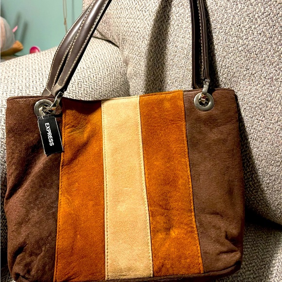 Brown and Tan Striped Tote Bag - Picture 2 of 4